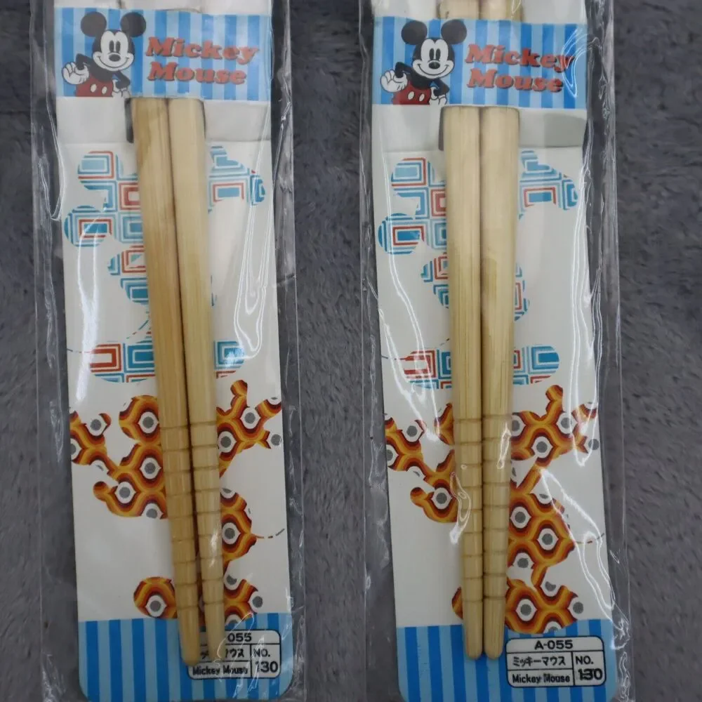 Disney Mickey Bamboo Chopsticks Chopstick 3 - 21cm & 2 - 33cm 5 total packs